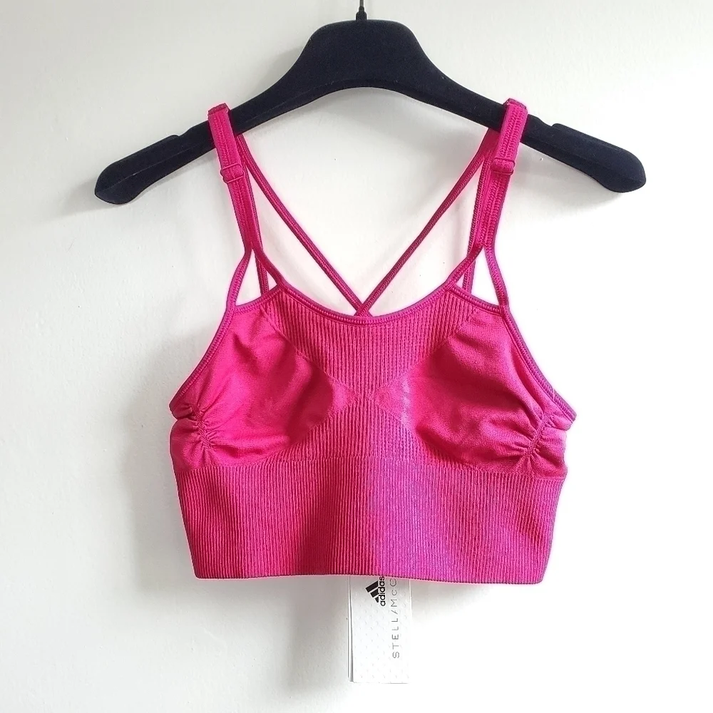 New Adidas by Stella McCartney Seamless Sports Bra In Bold Pink NWT Small